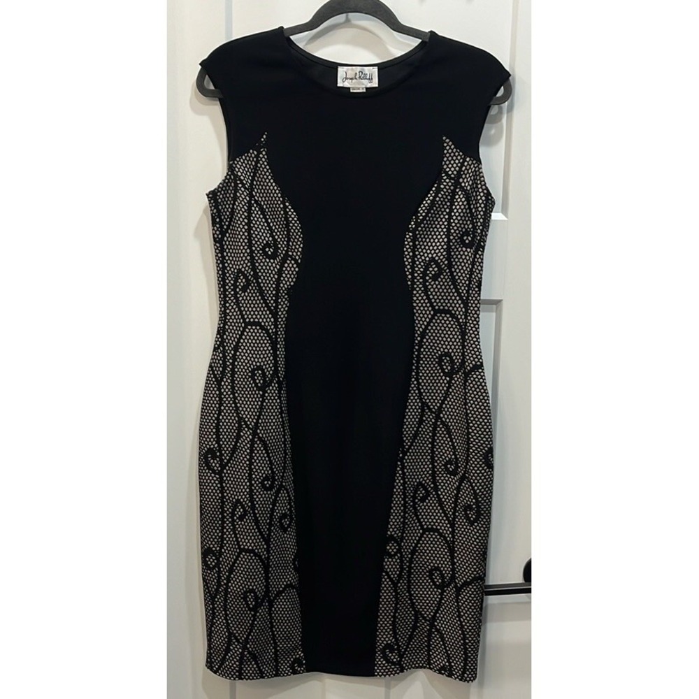 Joseph Ribkoff Black Hourglass Lace Side‎ Body Con Pencil Dress 10 Sleeveless